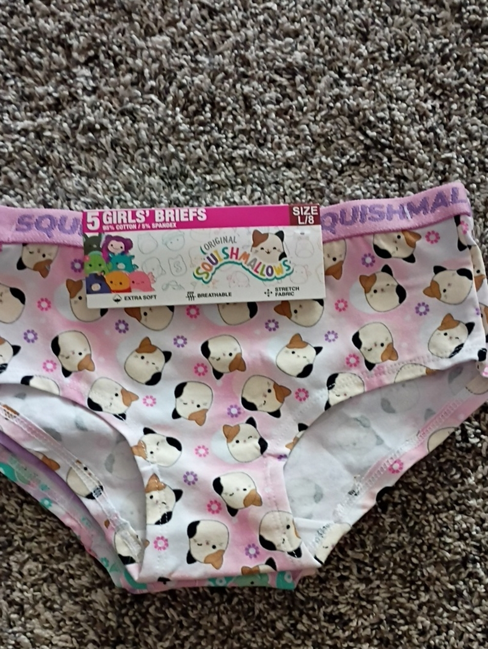 Squishmallows Girls Pink Puppy Print Briefs - 5 Pack